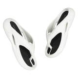Women's Dune White Black Round Toe Polyurethane Casual Flip-flops