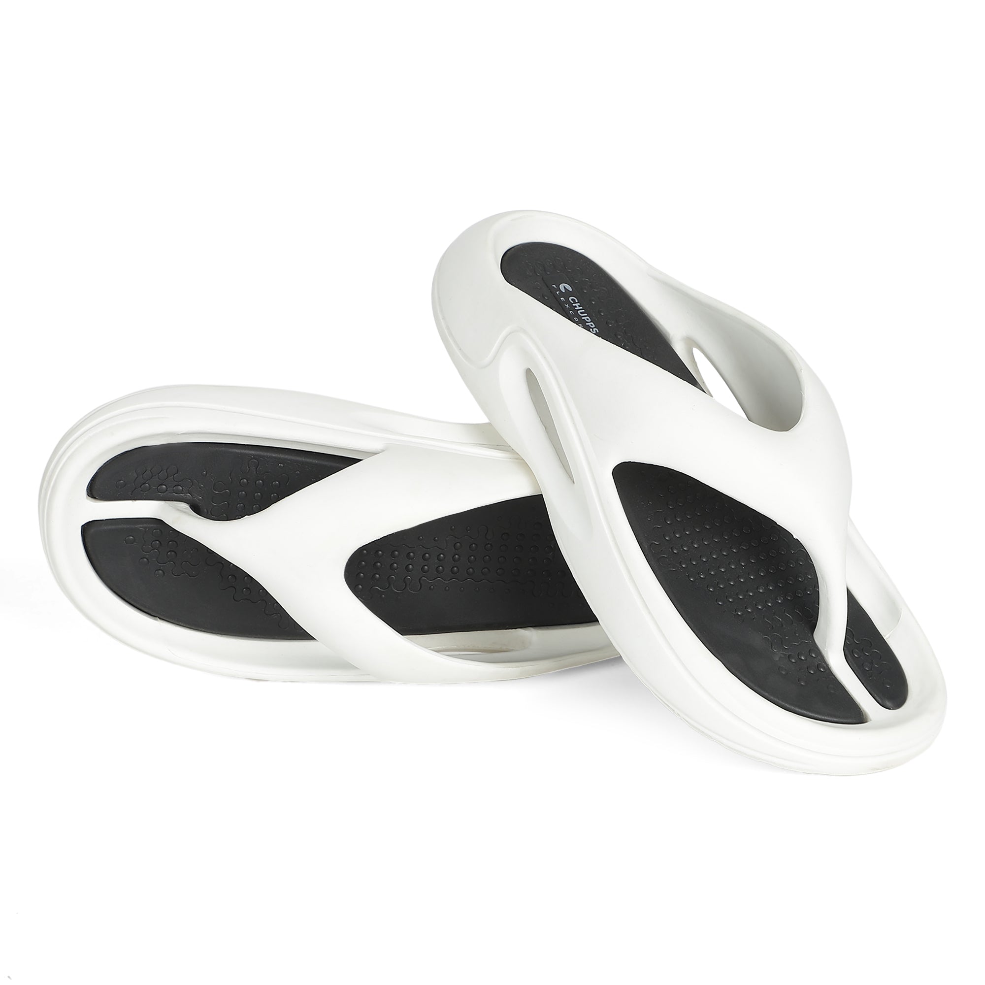Women's Dune White Black Round Toe Polyurethane Casual Flip-flops