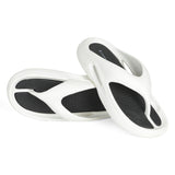 Women's Dune White Black Round Toe Polyurethane Casual Flip-flops
