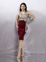 Women's Bodycon Maroon Knee Length Party Dress