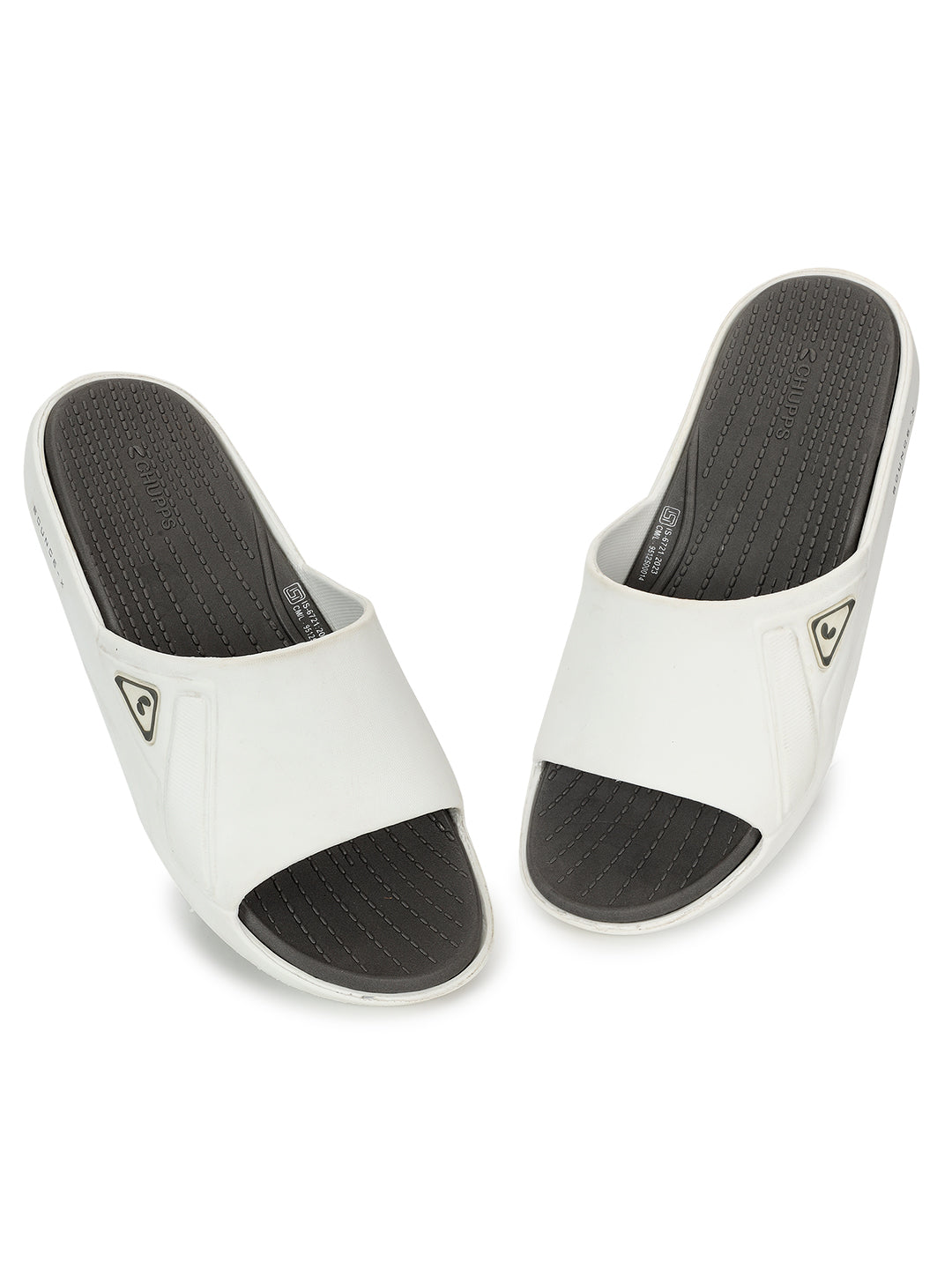 Women's Stride White Dark Grey Round Toe Polyurethane Casual Slides