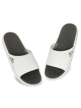 Women's Stride White Dark Grey Round Toe Polyurethane Casual Slides
