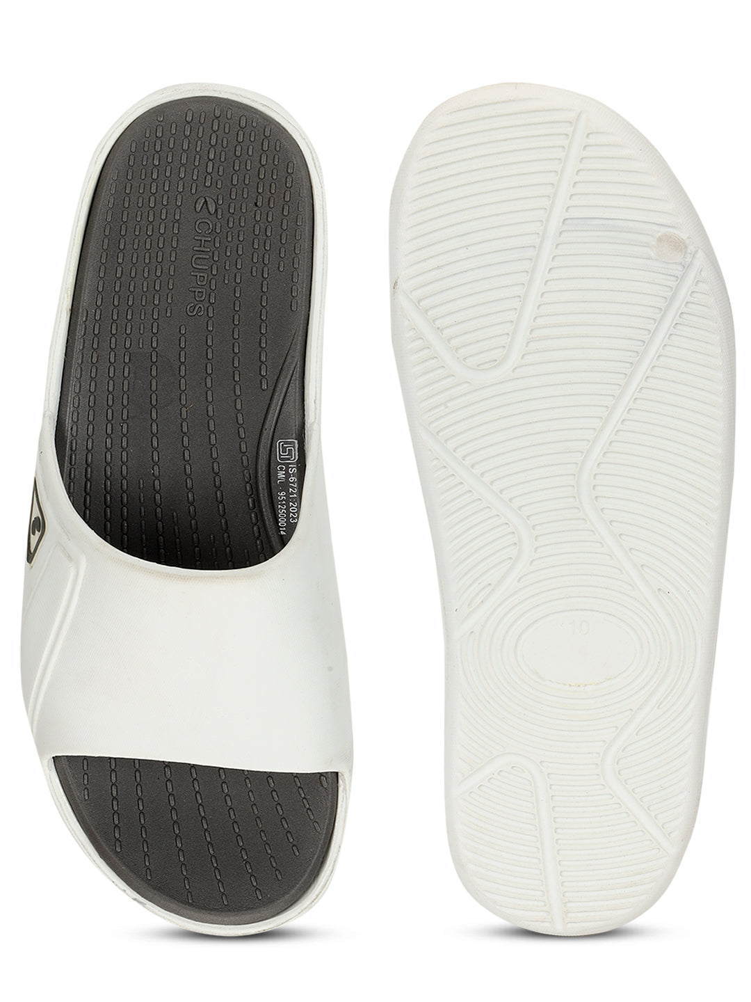 Women's Stride White Dark Grey Round Toe Polyurethane Casual Slides