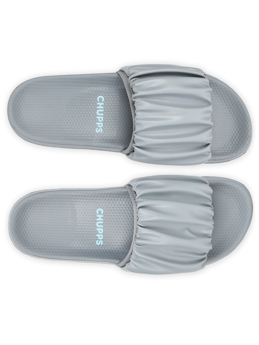 Women's Ruffel Grey Round Toe Polyurethane Casual Slides