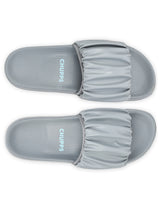 Women's Ruffel Grey Round Toe Polyurethane Casual Slides