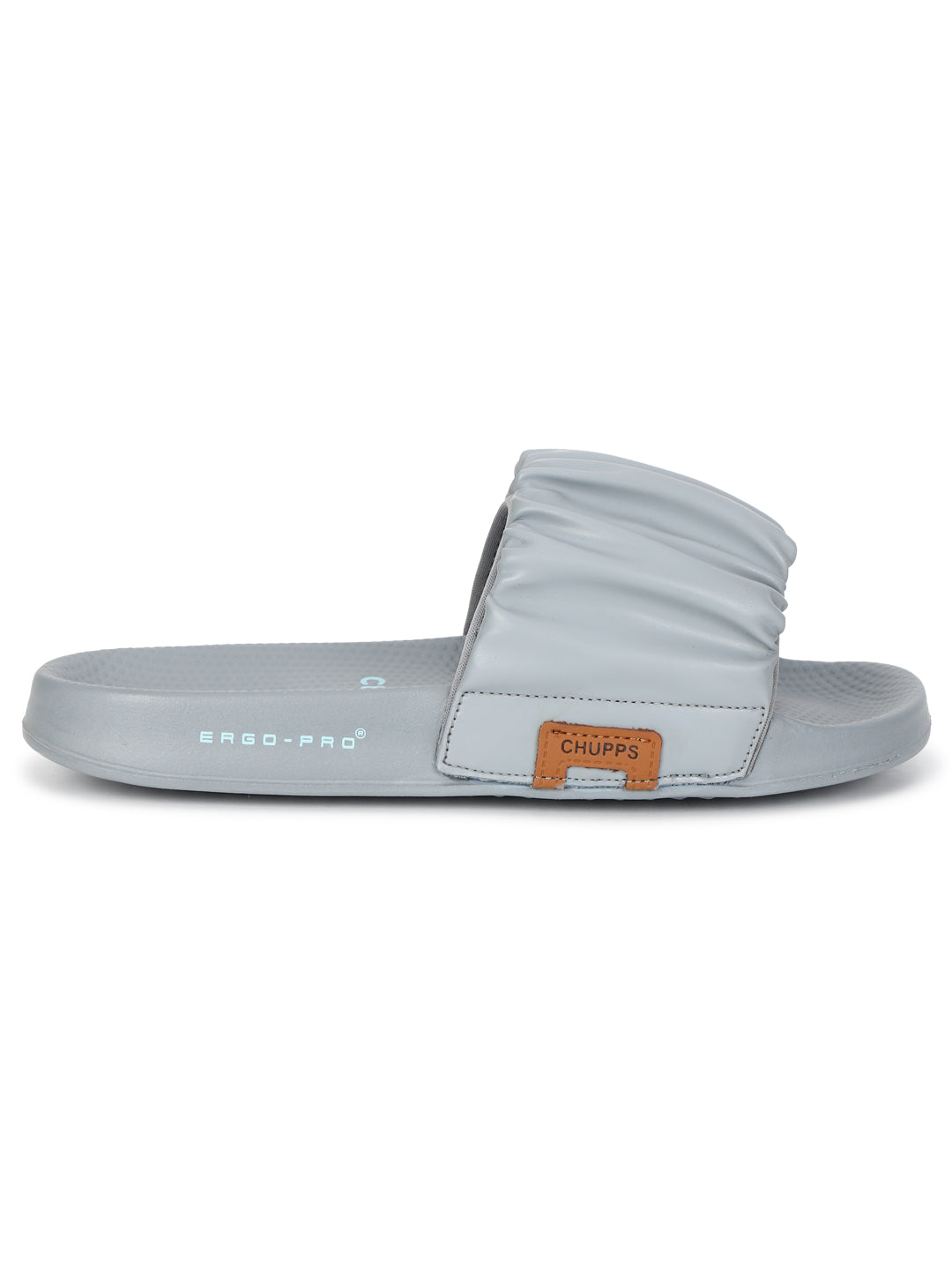 Women's Ruffel Grey Round Toe Polyurethane Casual Slides
