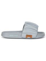 Women's Ruffel Grey Round Toe Polyurethane Casual Slides