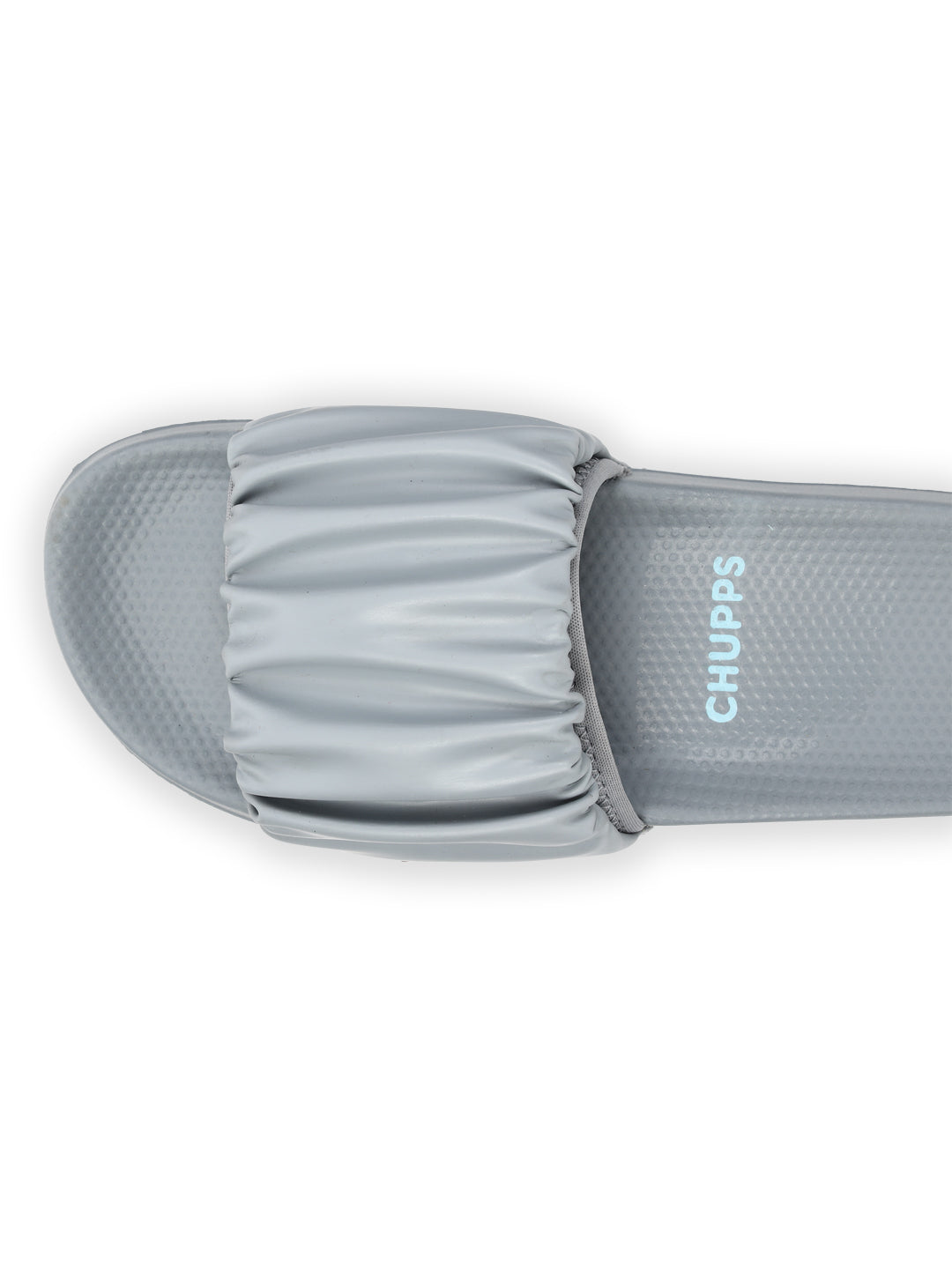 Women's Ruffel Grey Round Toe Polyurethane Casual Slides