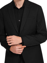 Men's Black Formal Slim Fit Solid Full Sleeves Blazer