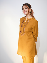 Women's Yellow Casual Regular Fit Kurta Set