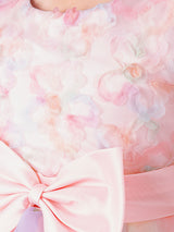 Girls Multicolor Bow Applique Sleeveless Party Dress