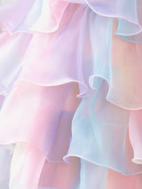 Girls Multicolor Bow Applique Sleeveless Party Dress