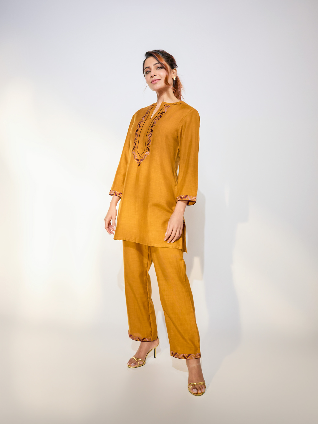 Women's Yellow Casual Regular Fit Kurta Set