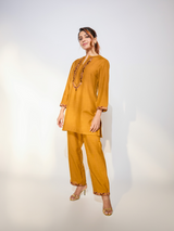 Women's Yellow Casual Regular Fit Kurta Set