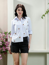 Women's Blue Casual Solid Regular Fit Full Sleeves Shirt