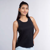 Women's Black Running Regular Fit Sleeveless Top
