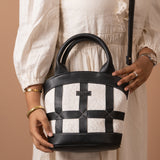 Women's Black Salt & Pepper Raffia Bag