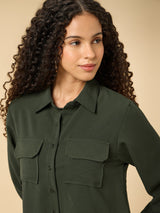 Women's Green Casual Solid Full Sleeves Shirt