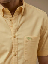 Men's Yellow Casual Regular Fit Solid Half Sleeves Shirt