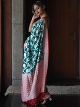 Women's Green Silk Georgette Saree with Blouse Piece