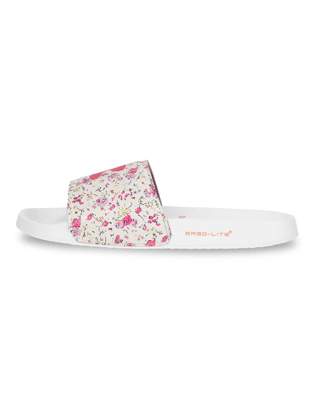 Women's Grace White Pink Round Toe Polyurethane Casual Slides
