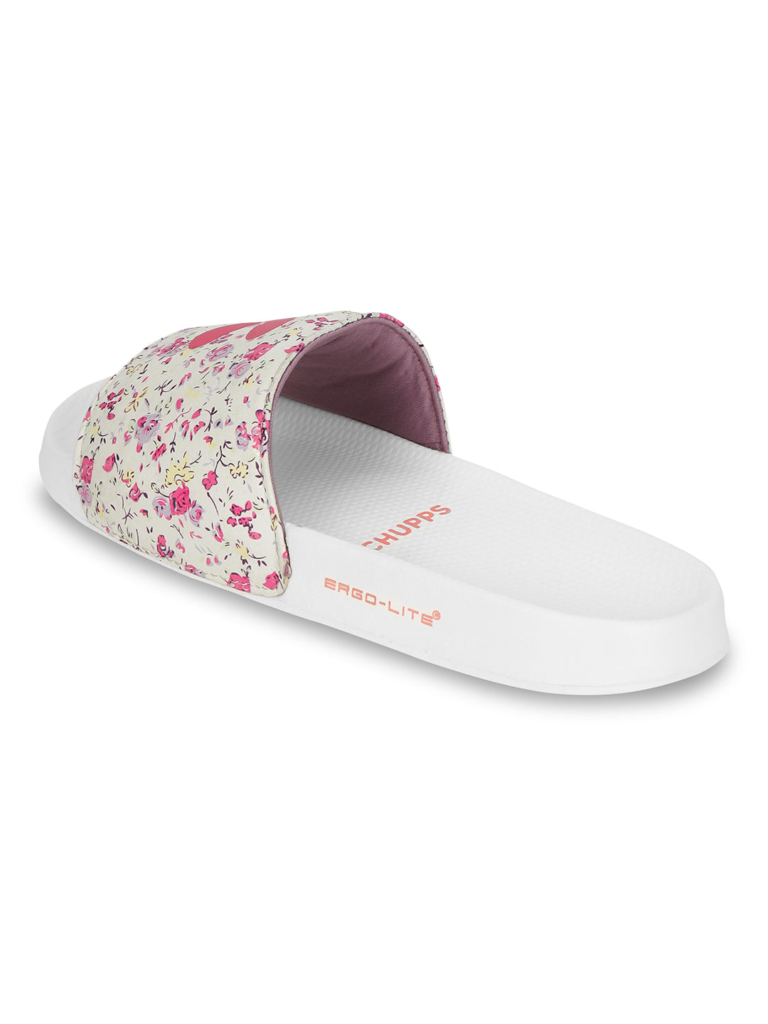 Women's Grace White Pink Round Toe Polyurethane Casual Slides