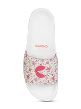 Women's Grace White Pink Round Toe Polyurethane Casual Slides