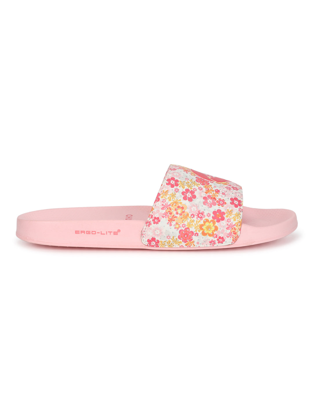 Women's Grace Pink White Round Toe Polyurethane Casual Slides