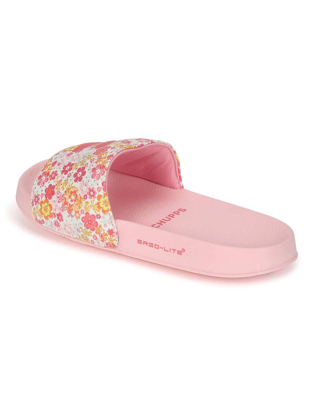 Women's Grace Pink White Round Toe Polyurethane Casual Slides