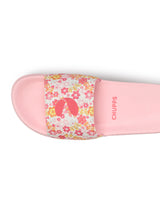 Women's Grace Pink White Round Toe Polyurethane Casual Slides