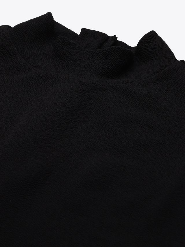 Women's Black High Neck Sleeveless Bodycon