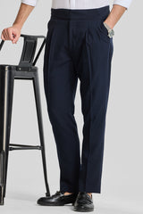 Men's Navy Formal Slim Fit Solid Trouser