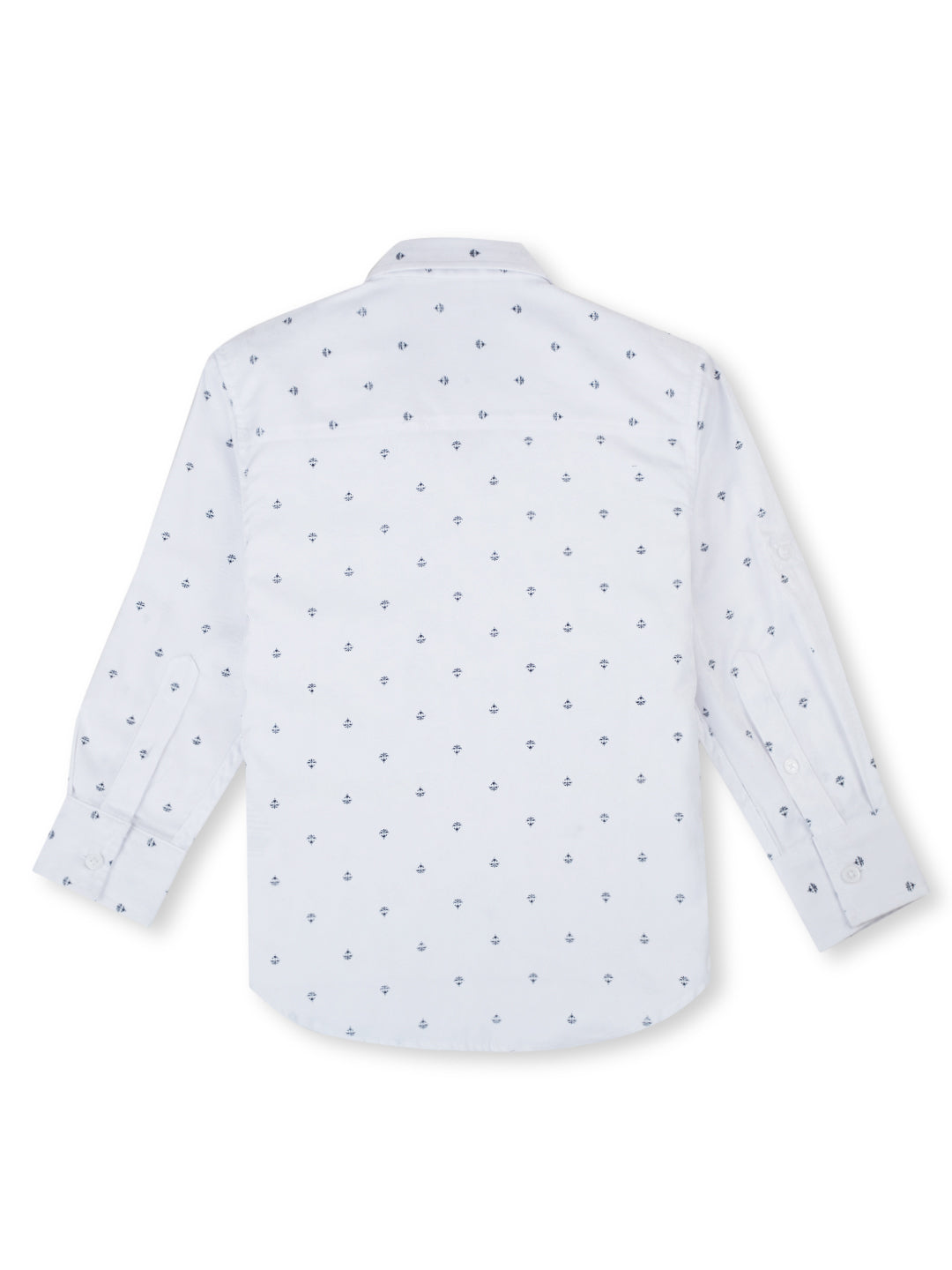 Boys White Micro Ditsy Cotton Shirt Full Sleeves