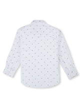 Boys White Micro Ditsy Cotton Shirt Full Sleeves