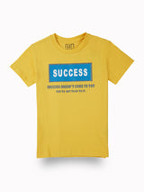 Boys Yellow Casual Relaxed Fit Printed Half Sleeves Tshirt