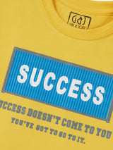 Boys Yellow Casual Relaxed Fit Printed Half Sleeves Tshirt