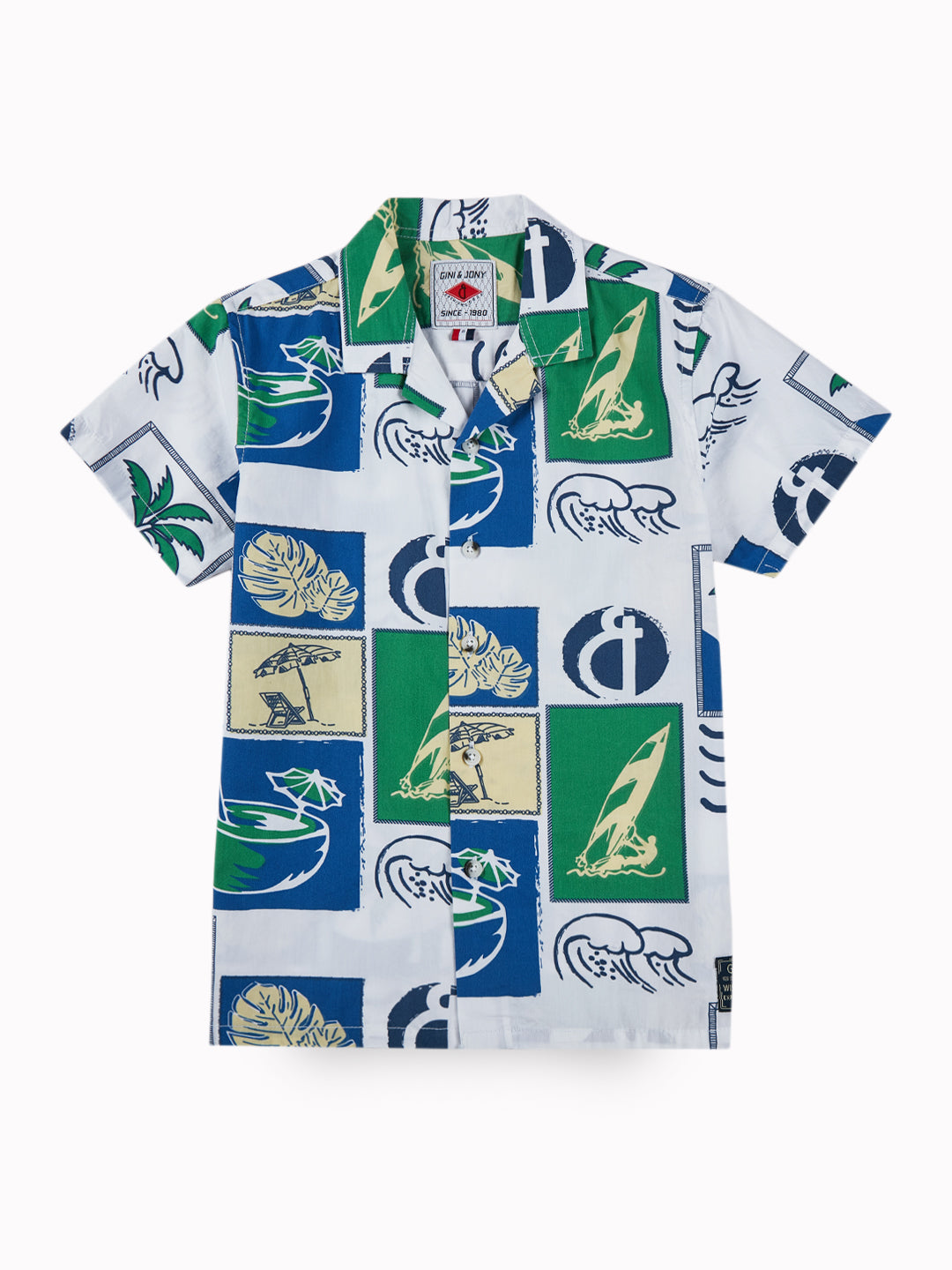 Boys Blue Casual Relaxed Fit Printed Half Sleeves Co-Ord Set