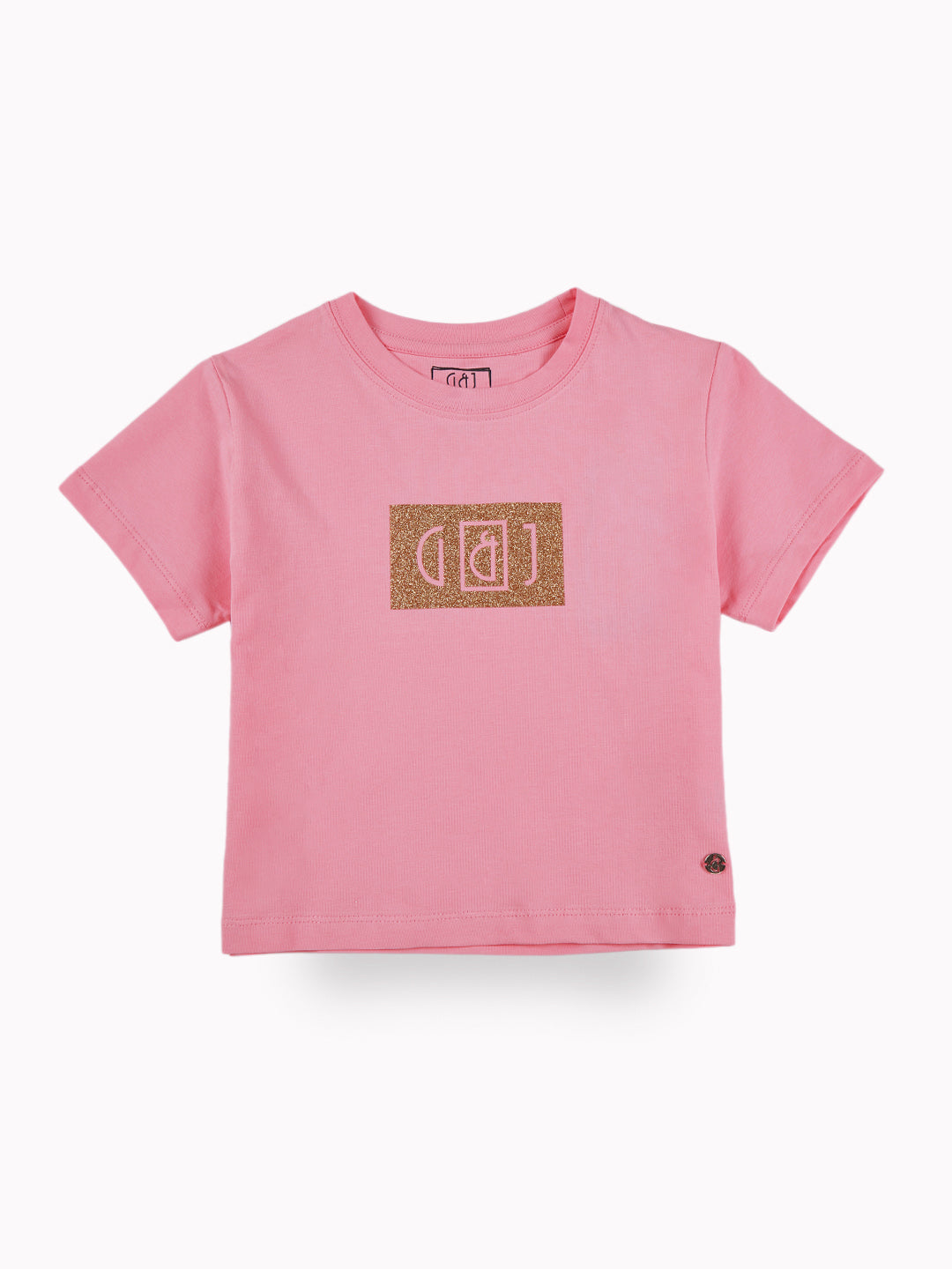 Girls Pink Casual Relaxed Fit Printed Half Sleeves Tshirt