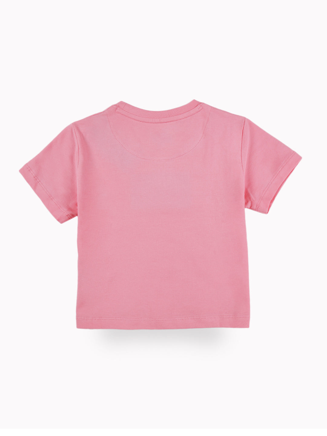 Girls Pink Casual Relaxed Fit Printed Half Sleeves Tshirt