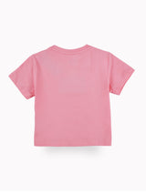 Girls Pink Casual Relaxed Fit Printed Half Sleeves Tshirt