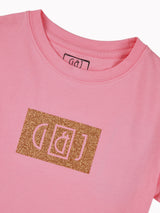 Girls Pink Casual Relaxed Fit Printed Half Sleeves Tshirt