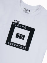 Boys White Graphic Print Cotton Tshirt Half Sleeves