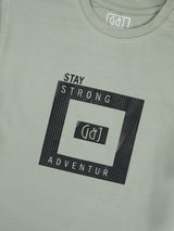 Boys Grey Casual Relaxed Fit Printed Half Sleeves Tshirt