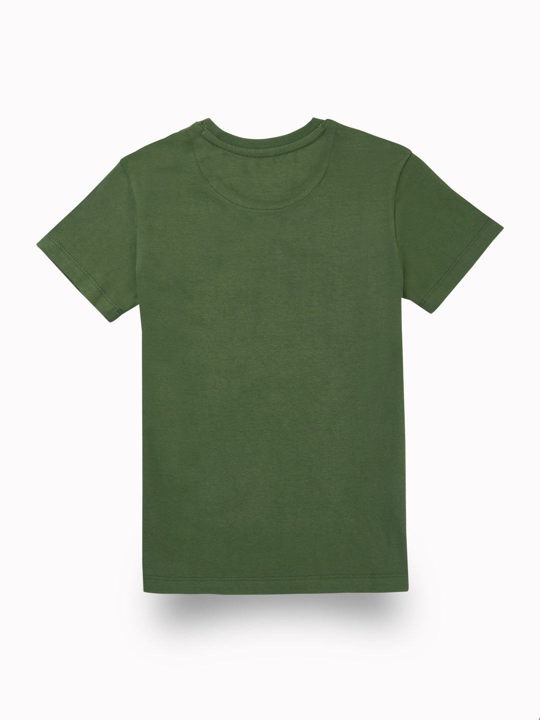 Boys Green Casual Relaxed Fit Printed Half Sleeves Tshirt