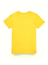 Boys Yellow Casual Relaxed Fit Printed Half Sleeves Tshirt