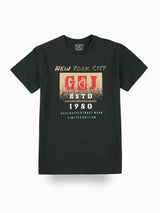 Boys Green Casual Relaxed Fit Printed Half Sleeves Tshirt