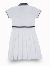 Girls White Casual Relaxed Fit Solid Half Sleeves Dress