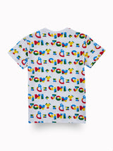 Boys White Casual Relaxed Fit Printed Half Sleeves Tshirt