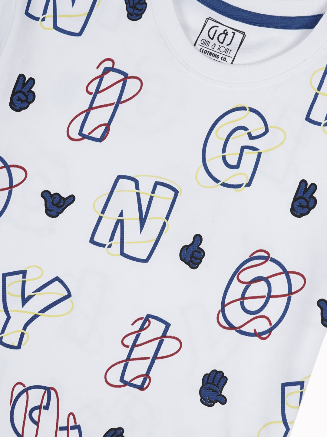 Boys White Casual Relaxed Fit Printed Half Sleeves Tshirt
