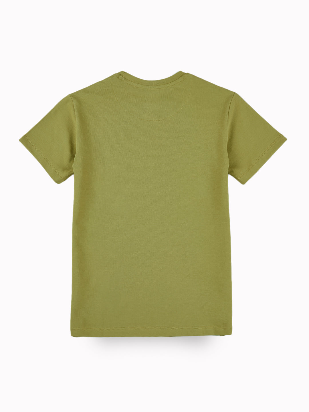 Boys Green Casual Relaxed Fit Printed Half Sleeves Tshirt